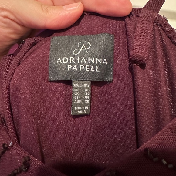 Long Evening Gown by Adrianna Papell - Beaded/Wine Colored - Picture 4 of 8